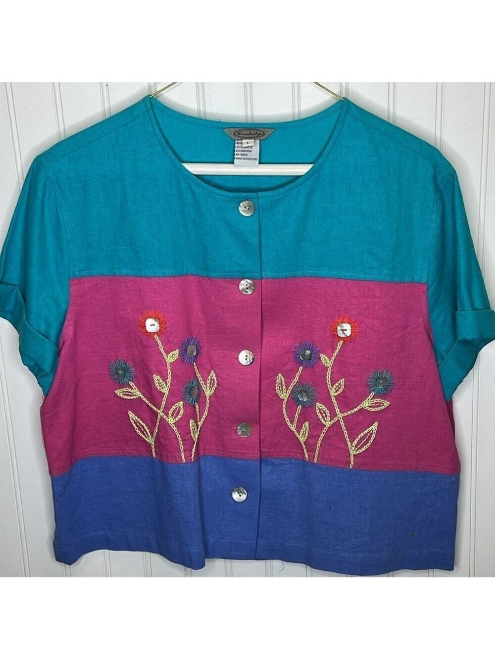 Vintage Linen Crop Top Size Large